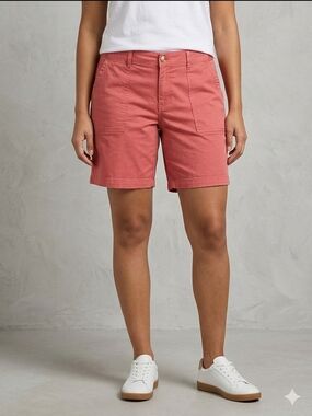 Lee Mid Rise Regular Fit Bermuda Shorts Coral Pink Red Size 16M